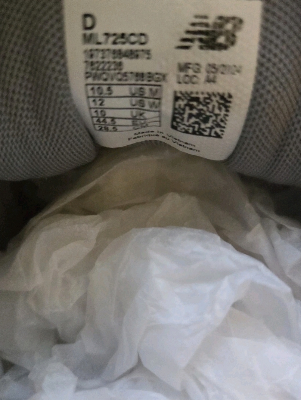 New Balance 725 ML725CD White Metallic Silver Slate Grey US Men's Size 10.5 - Picture 10 of 11